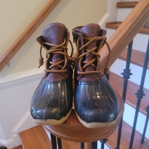 Sperry Top-Sider Waterproof Rubber Boot Womens Brown Leather Shoes